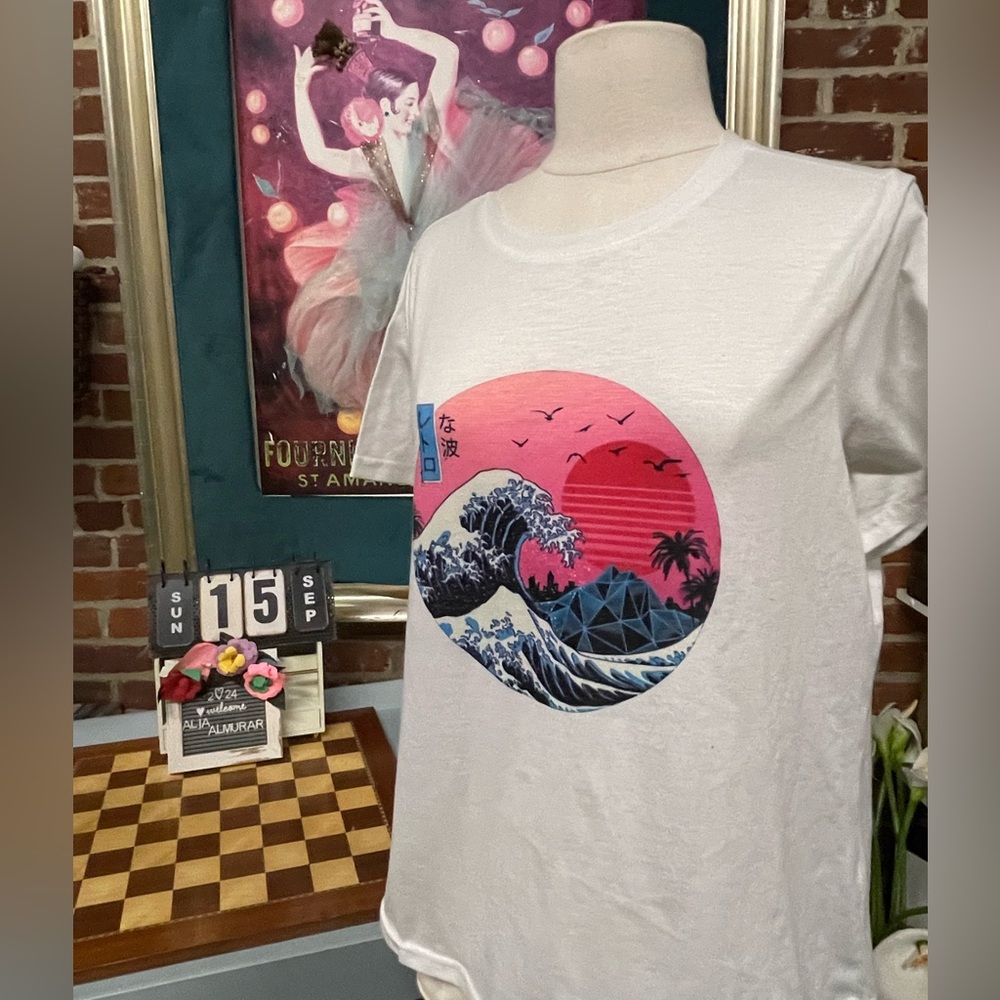 Tsunami Synthwave Vapor Wave Japan Japanese 80s Electronic 80s T Shirt